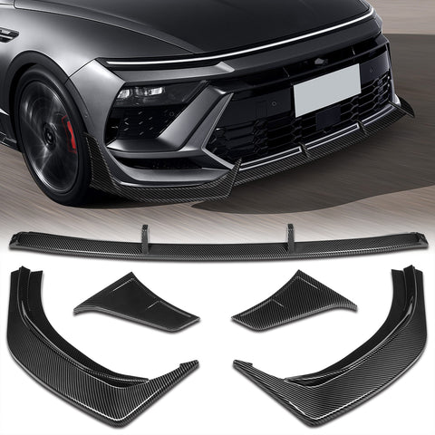 For 2024-2025 Hyundai Sonata N-Line Carbon Painted Front Bumper Lip Spoiler  5pcs