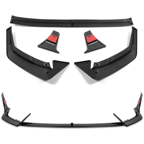 or 2024-2025 Hyundai Elantra N-Line Painted Black Front Bumper Lip Spoiler  5pcs