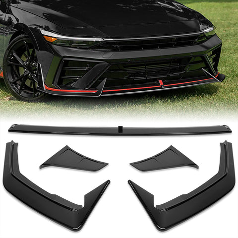 or 2024-2025 Hyundai Elantra N-Line Painted Black Front Bumper Lip Spoiler  5pcs