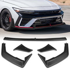 For 2024-2025 Hyundai Elantra N-Line Carbon Painted Front Bumper Lip Spoiler  5pcs
