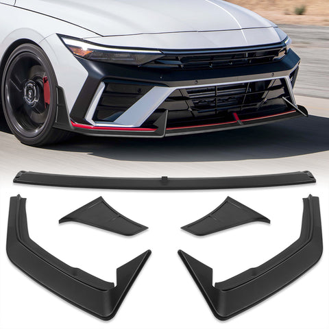 For 2024-2025 Hyundai Elantra N-Line Black Front Bumper Lip Splitter Spoiler  5pcs