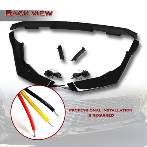For 2025-2026 Camry SE XSE Painted Black Front Bumper Lip LED Sequential Lights  3pcs