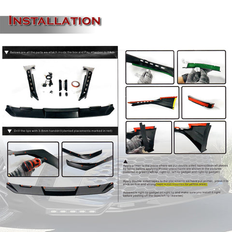For 2025-2026 Camry SE XSE Painted Black Front Bumper Lip LED Sequential Lights  3pcs