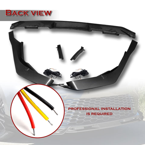 For 2025-2026 Camry SE XSE Carbon Painted Front Bumper Lip LED Sequential Lights  3pcs