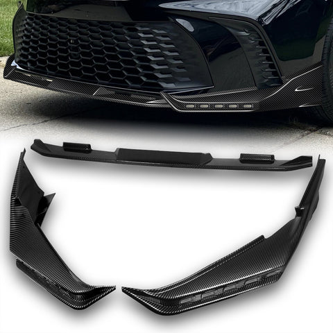 For 2025-2026 Camry SE XSE Carbon Painted Front Bumper Lip LED Sequential Lights  3pcs