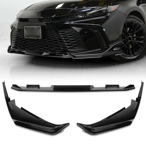 For 2025-2026 Toyota Camry SE XSE Painted BLK Front Bumper Lip Spoiler Splitter  3pcs
