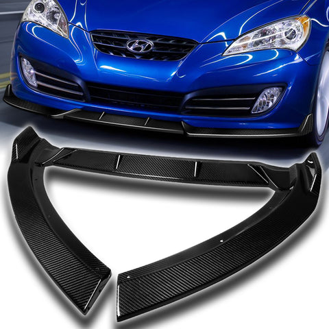 For 2010-2012 Hyundai Genesis Coupe Real Carbon Fiber Front Bumper Spoiler Lip 3pcs + For 2010-2016 Hyundai Genesis Coupe 2DR OE-Style Carbon Fiber Trunk Spoiler Wing + For 2010-2016 Hyundai Genesis Coupe Carbon Fiber Rear Roof Visor Window Spoiler