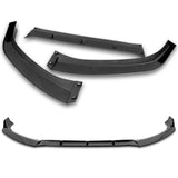 For 2017-2018 Audi A4 B9 STP-Sty Painted Black Front Bumper Splitter Spoiler Lip + 59" x 4" Universal Painted Black Side Skirt Extension Rocker Splitters Lip 9pcs