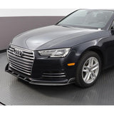 For 2017-2018 Audi A4 B9 STP-Sty Painted Black Front Bumper Splitter Spoiler Lip + 59" x 4" Universal Painted Black Side Skirt Extension Rocker Splitters Lip 9pcs