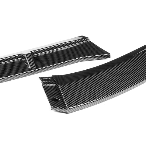 For 2017-2018 Audi A4 B9 STP-Style Carbon Look Front Bumper Splitter Spoiler Lip + 31"x4" Universal Carbon Style Side Skirt Rocker Splitters Diffuser Winglet Wind  5pcs