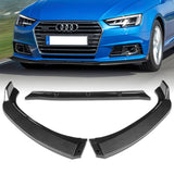 For 2017-2018 Audi A4 B9 STP-Style Carbon Look Front Bumper Splitter Spoiler Lip + 31"x4" Universal Carbon Style Side Skirt Rocker Splitters Diffuser Winglet Wind  5pcs
