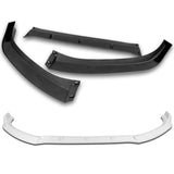 For 2017-2018 Audi A4 B9 STP-Sty Painted White Front Bumper Splitter Spoiler Lip + 86" x 4" Universal Painted White Side Skirt Extension Rocker Splitters Lip 9pcs