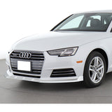 For 2017-2018 Audi A4 B9 STP-Sty Painted White Front Bumper Splitter Spoiler Lip + 86" x 4" Universal Painted White Side Skirt Extension Rocker Splitters Lip 9pcs