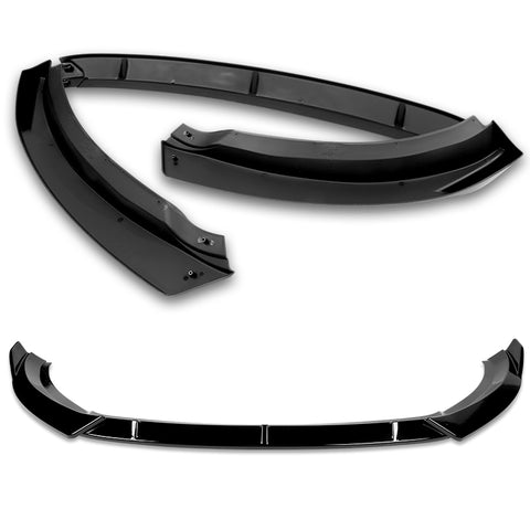For 2012-2015 Volkswagen VW Passat Sedan Painted Black Front Bumper Spoiler Lip + 31"x4" Universal Painted Black Side Skirt Rocker Splitters Diffuser Winglet Wind  5pcs