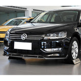 For 2012-2015 Volkswagen VW Passat Sedan Painted Black Front Bumper Spoiler Lip + 31"x4" Universal Painted Black Side Skirt Rocker Splitters Diffuser Winglet Wind  5pcs