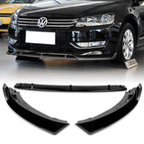 For 2012-2015 Volkswagen VW Passat Sedan Painted Black Front Bumper Spoiler Lip + 31"x4" Universal Painted Black Side Skirt Rocker Splitters Diffuser Winglet Wind  5pcs