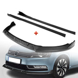 For 2012-2015 Volkswagen VW Passat Sedan Carbon Painted Front Bumper Spoiler Lip + 59" x 4" Universal Carbon Look Side Skirt Extension Rocker Splitters Lip 9pcs