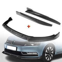 For 2012-2015 Volkswagen VW Passat Sedan Carbon Painted Front Bumper Spoiler Lip + 31"x4" Universal Carbon Style Side Skirt Rocker Splitters Diffuser Winglet Wind  5pcs