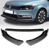 For 2012-2015 Volkswagen VW Passat Sedan Carbon Painted Front Bumper Spoiler Lip + 59" x 4" Universal Carbon Look Side Skirt Extension Rocker Splitters Lip 9pcs