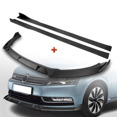 For 2012-2015 Volkswagen VW Passat Sedan Matt Black Front Bumper Spoiler Lip + 59" x 4" Universal Black Side Skirt Extension Rocker Splitters Diffuser Lip 9pcs
