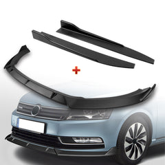 For 2012-2015 Volkswagen VW Passat Sedan Matt Black Front Bumper Spoiler Lip + 31" x 4" Universal Black Car side Skirt Rocker Splitters Diffuser Winglet Wind  5pcs