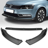 For 2012-2015 Volkswagen VW Passat Sedan Matt Black Front Bumper Spoiler Lip + 59" x 4" Universal Black Side Skirt Extension Rocker Splitters Diffuser Lip 9pcs