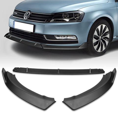 For 2012-2015 Volkswagen VW Passat Sedan Matt Black Front Bumper Spoiler Lip + 31" x 4" Universal Black Car side Skirt Rocker Splitters Diffuser Winglet Wind  5pcs