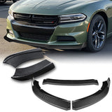 For 2015-2022 Dodge Charger SXT Carbon Look Front Bumper Splitter Spoiler Lip 3pcs + For 2015-2019 Dodge Charger SRT-Style Carbon Look Rear Bumper Lip Aprons 2pcs