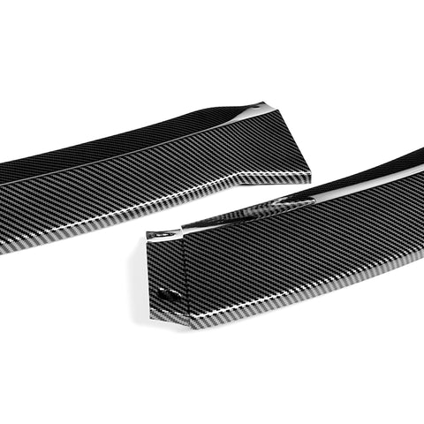 For 2015-2022 Dodge Charger SXT Carbon Look Front Bumper Splitter Spoiler Lip 3pcs + For 2015-2019 Dodge Charger SRT-Style Carbon Look Rear Bumper Lip Aprons 2pcs