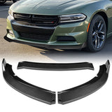 For 2015-2022 Dodge Charger SXT Carbon Look Front Bumper Splitter Spoiler Lip 3pcs + For 2015-2019 Dodge Charger SRT-Style Carbon Look Rear Bumper Lip Aprons 2pcs
