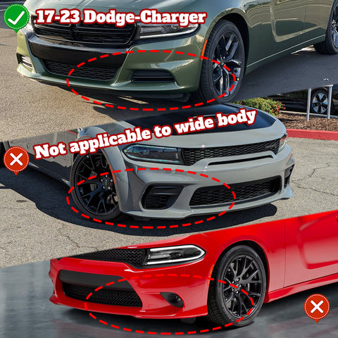 For 2015-2022 Dodge Charger SXT Painted Black Front Bumper Splitter Spoiler Lip  3pcs