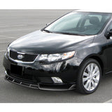 For 2010-2013 Kia Forte STP-Style Painted BLK Front Bumper Splitter Spoiler Lip + 59" x 4" Universal Painted Black Side Skirt Extension Rocker Splitters Lip 9pcs