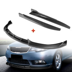 For 2010-2013 Kia Forte STP-Style Carbon Look Front Bumper Splitter Spoiler Lip + 31"x4" Universal Carbon Style Side Skirt Rocker Splitters Diffuser Winglet Wind  5pcs