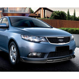 For 2010-2013 Kia Forte STP-Style Matt Black Front Bumper Splitter Spoiler Lip + 59" x 4" Universal Black Side Skirt Extension Rocker Splitters Diffuser Lip 9pcs