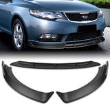 For 2010-2013 Kia Forte STP-Style Matt Black Front Bumper Splitter Spoiler Lip + 59" x 4" Universal Black Side Skirt Extension Rocker Splitters Diffuser Lip 9pcs