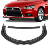 For 2009-2015 Lancer GT GTS RA-Style Matt Black Front Bumper Body Spoiler Lip + 59" x 4" Universal Black Side Skirt Extension Rocker Splitters Diffuser Lip  9pcs