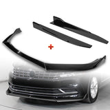 For 2016-2019 Volkswagen Passat Painted Black Front Bumper Splitter Spoiler Lip + 31"x4" Universal Painted Black Side Skirt Rocker Splitters Diffuser Winglet Wind