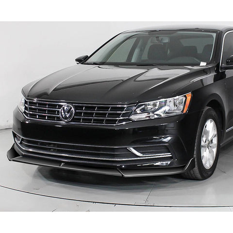 For 2016-2019 Volkswagen Passat Painted Black Front Bumper Splitter Spoiler Lip + 31"x4" Universal Painted Black Side Skirt Rocker Splitters Diffuser Winglet Wind
