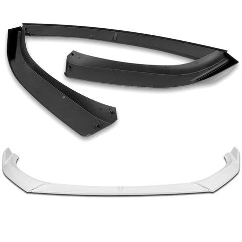 For 2016-2019 Volkswagen Passat Painted White Front Bumper Splitter Spoiler Lip + 31"x4" Universal Painted White Side Skirt Rocker Splitters Diffuser Winglet Wind