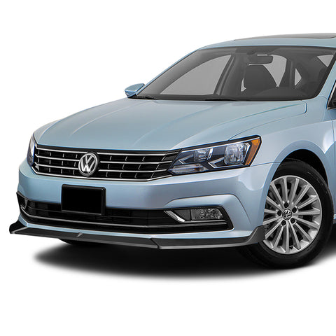 For 2016-2019 Volkswagen VW Passat Matt Black Front Bumper Splitter Spoiler Lip + 59" x 4" Universal Black Side Skirt Extension Rocker Splitters Diffuser Lip