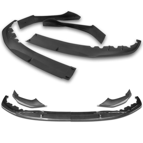 For 2017-2020 BMW 5-Series G30 M-Sport Carbon Look Front Bumper Body Spoiler Lip + 31"x4" Universal Carbon Style Side Skirt Rocker Splitters Diffuser Winglet Wind