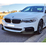 For 2017-2020 BMW 5-Series G30 M-Sport Carbon Look Front Bumper Body Spoiler Lip + 31"x4" Universal Carbon Style Side Skirt Rocker Splitters Diffuser Winglet Wind