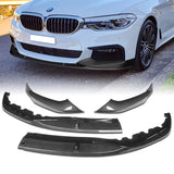 For 2017-2020 BMW 5-Series G30 M-Sport Carbon Look Front Bumper Body Spoiler Lip + 31"x4" Universal Carbon Style Side Skirt Rocker Splitters Diffuser Winglet Wind