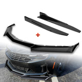 For 2016-2022 Chevy Camaro 1LE-Style Painted Black Front Bumper Body Spoiler Lip + 31"x4" Universal Painted Black Side Skirt Rocker Splitters Diffuser Winglet Wind  5pcs
