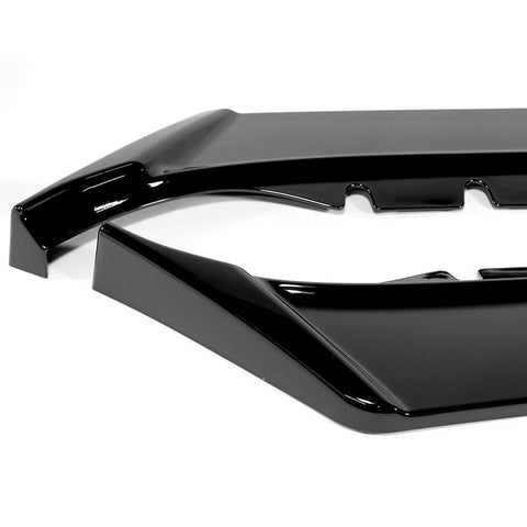 For 2016-2022 Chevy Camaro 1LE-Style Painted Black Front Bumper Body Spoiler Lip + 31"x4" Universal Painted Black Side Skirt Rocker Splitters Diffuser Winglet Wind  5pcs