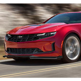 For 2016-2022 Chevy Camaro 1LE-Style Carbon Look Front Bumper Body Spoiler Lip + 59" x 4" Universal Carbon Look Side Skirt Extension Rocker Splitters Lip 9pcs