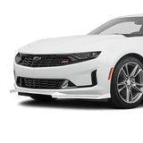 For 2016-2022 Chevy Camaro 1LE-Style Painted White Front Bumper Body Spoiler Lip + 31"x4" Universal Painted White Side Skirt Rocker Splitters Diffuser Winglet Wind  5pcs