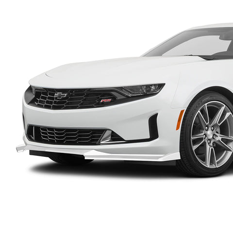 For 2016-2022 Chevy Camaro 1LE-Style Painted White Front Bumper Body Spoiler Lip + 31"x4" Universal Painted White Side Skirt Rocker Splitters Diffuser Winglet Wind  5pcs