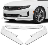 For 2016-2022 Chevy Camaro 1LE-Style Painted White Front Bumper Body Spoiler Lip + 31"x4" Universal Painted White Side Skirt Rocker Splitters Diffuser Winglet Wind  5pcs