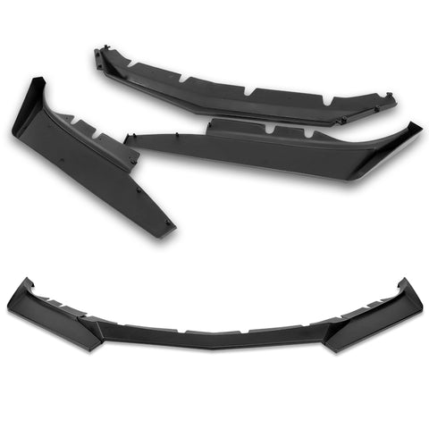 For 2016-2022 Chevy Camaro 1LE-Style Matt Black Front Bumper Body Spoiler Lip + 59" x 4" Universal Black Side Skirt Extension Rocker Splitters Diffuser Lip 9pcs
